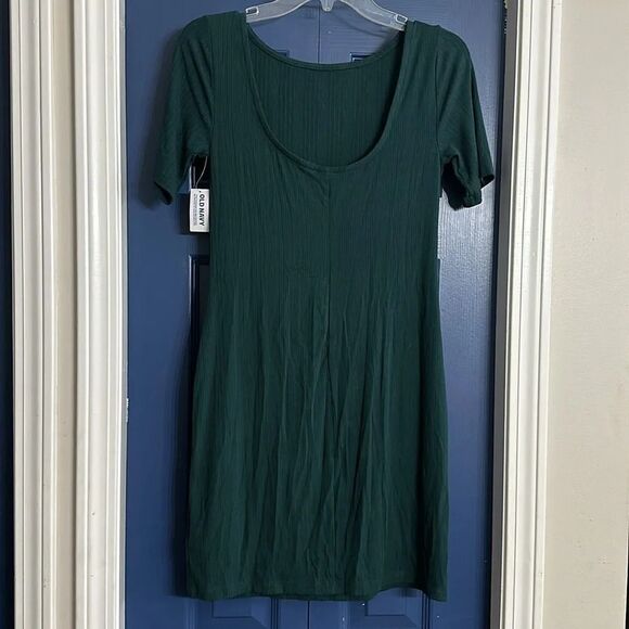 Old Navy Teal Green‎ Ribbed Scoop Back Shirt Dress Size S NWT - Picture 4 of 4